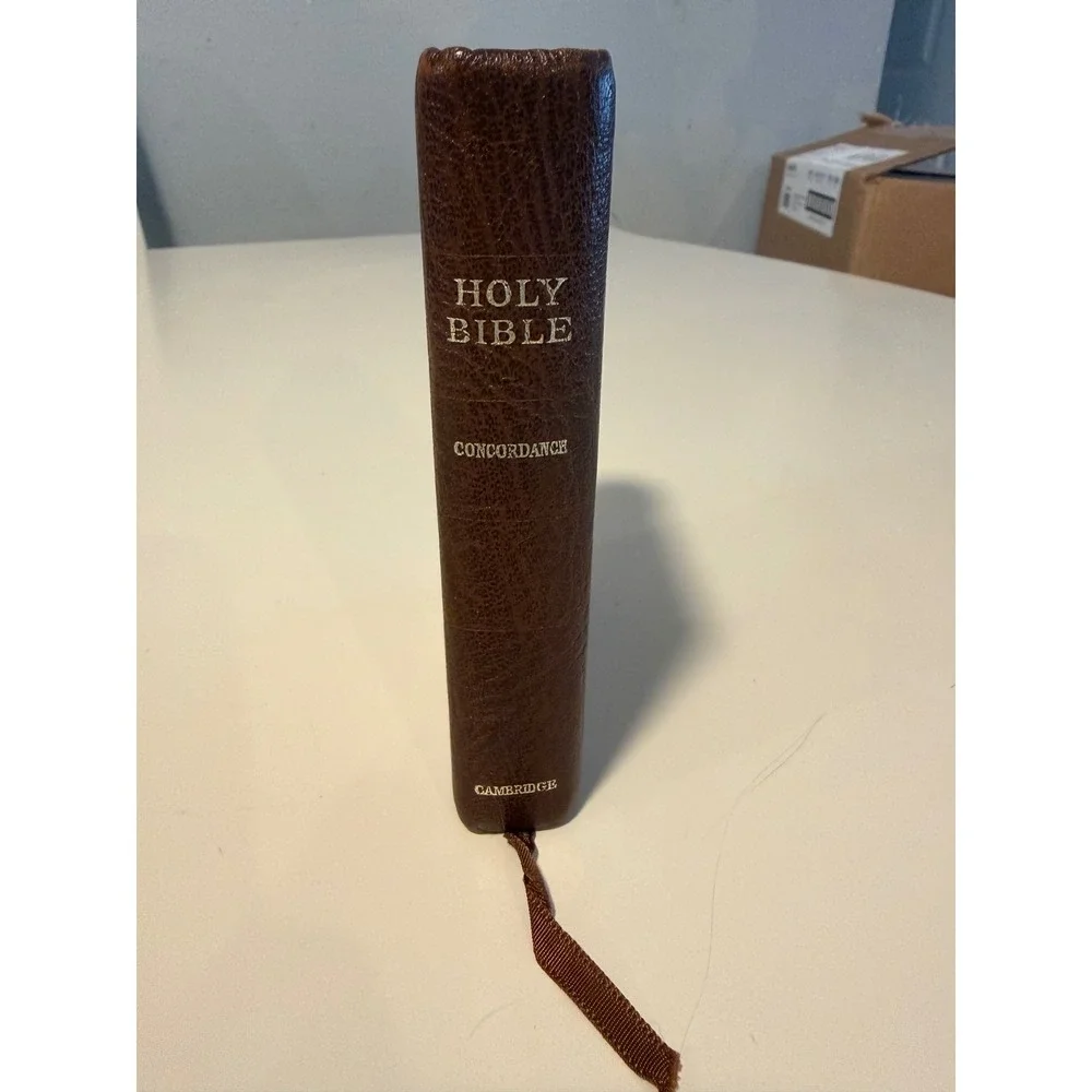 Vintage Cambridge Holy Bible Concordance Brown Leather Snap Cover Gilt Edges